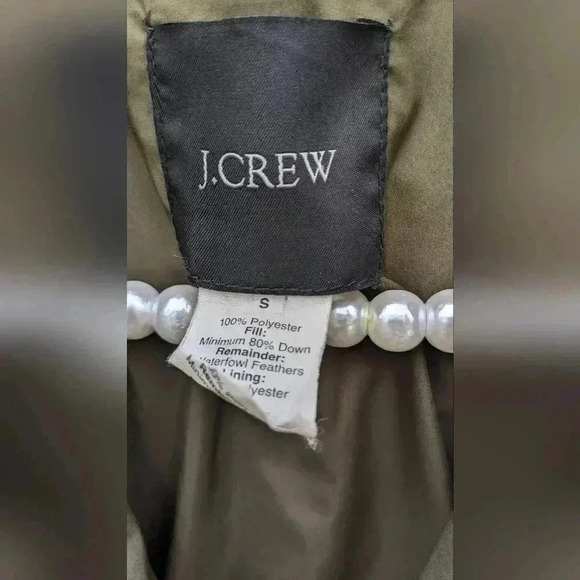 J. Crew Women's Army Green Quilted Lightweight Small Jacket Gold Hardware Button - Picture 5 of 6